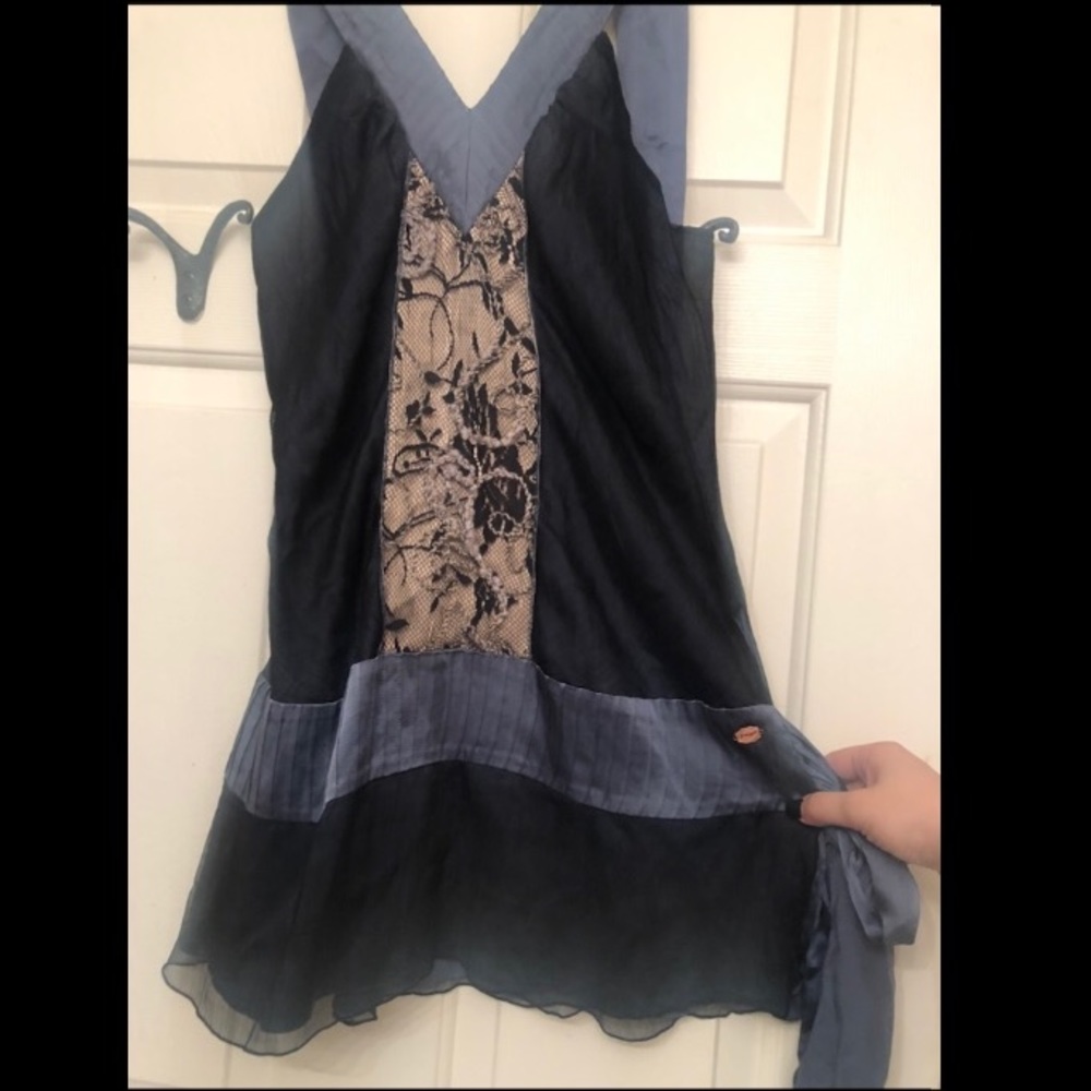 Satin tunic with tie side detail